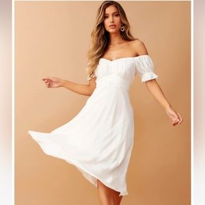 Sage+Paige White Satin Midi Dress